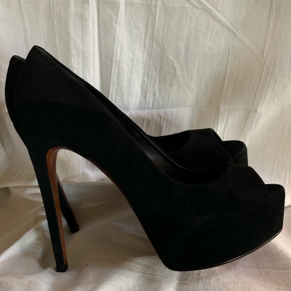 Schutz Suede Peep Toe Heels - Picture 2 of 4